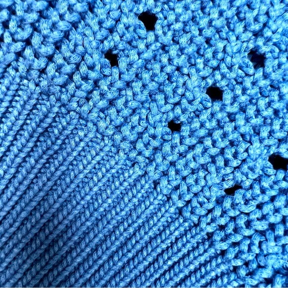 NWT EXPRESS Open Stitch Double V-Neck Dolman Sleeve Sweater, Blue color, XS size - Picture 9 of 13